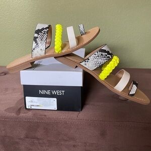NIB-Nine West Neon Yellow Braided Strap Sandal